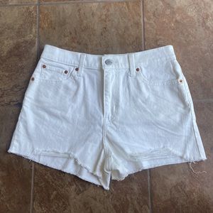 Levi’s High Rise Shorts Denim Distressed Hem White size 29